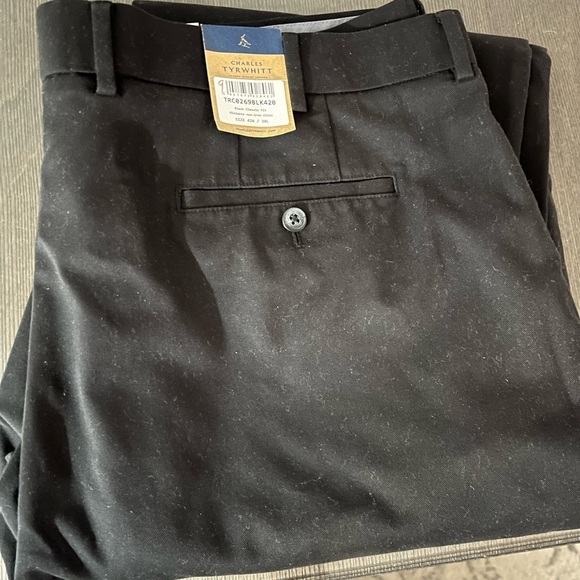 Charles Tyrwhitt Ultimate No Iron Chinos Classic Fit Flat Front in Black 42 x 30 - Picture 6 of 8